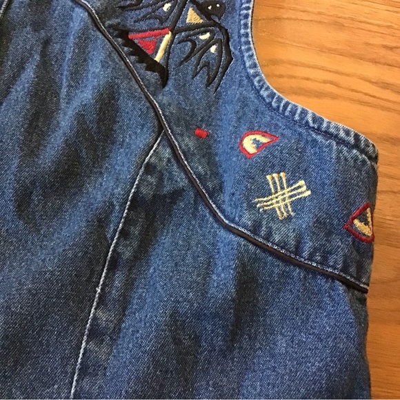 Vintage Rhythm Blue Southwest Embroidered denim vest - Picture 5 of 7